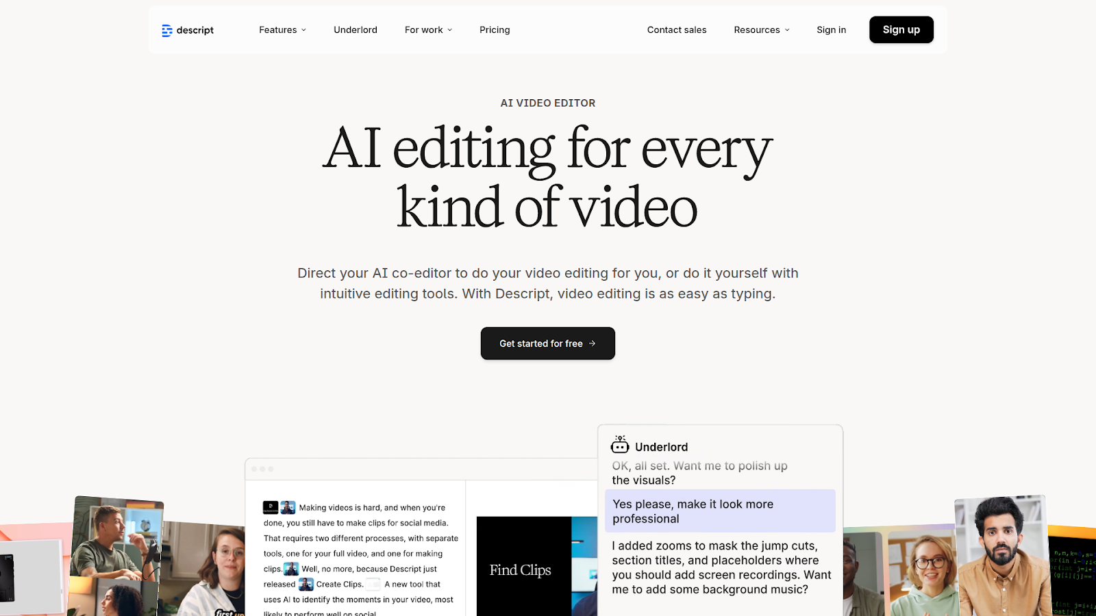 Describir la página de inicio