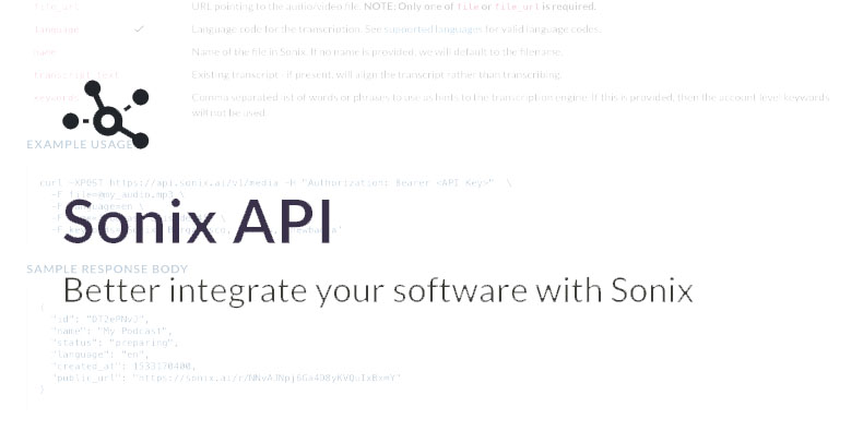 Use our powerful API to fully automate your transcription and translation projects