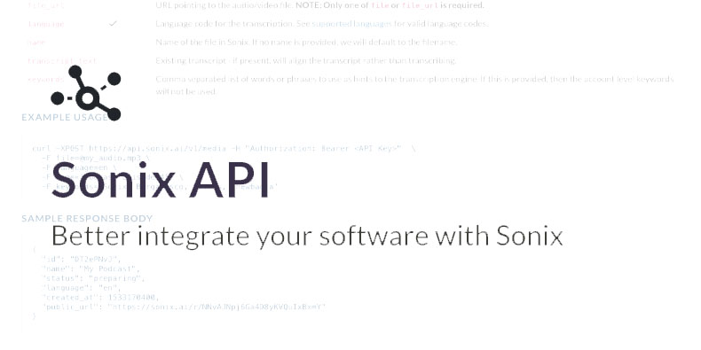 Utilice nuestra potente API para automatizar completamente sus proyectos de transcripción y traducción