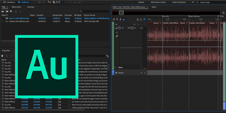 Sonix + Adobe Audition | Sonix s'intègre à de nombreuses applications de montage multimédia populaires, y compris  Adobe Audition.