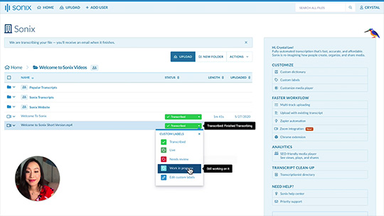 Comment organiser vos fichiers dans Sonix