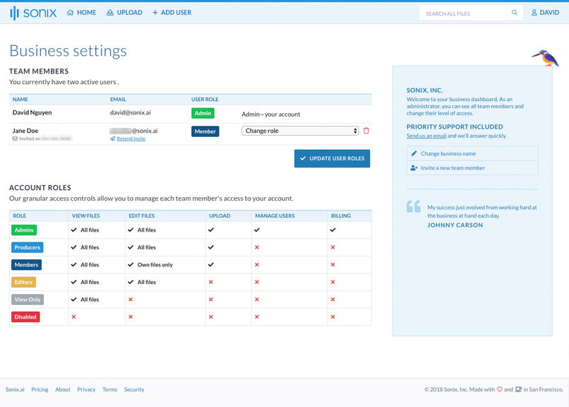 Sonix Automated Transcription. Add multi-user access for your distributed and remote teams