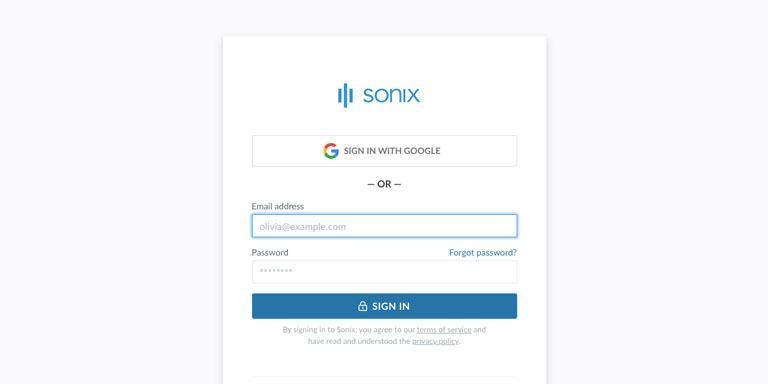Log ind på din Sonix-konto