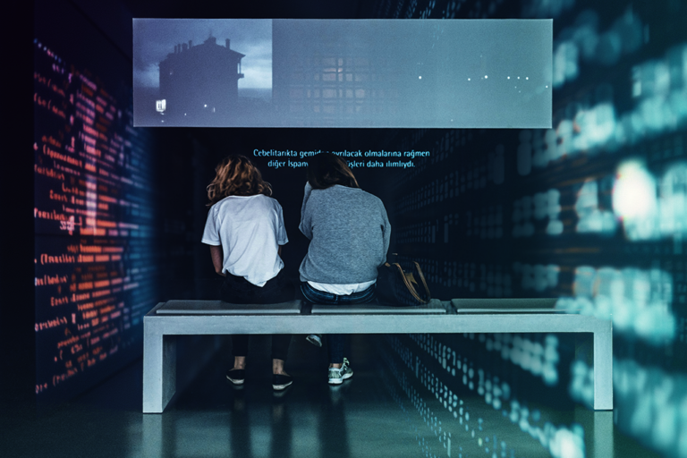 两个人看带字幕的视频