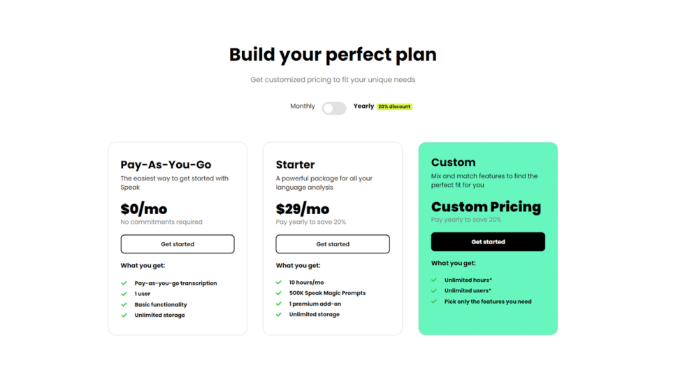 Speak AI Pricing