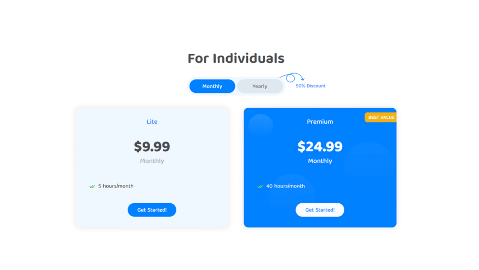 Transkriptor Pricing