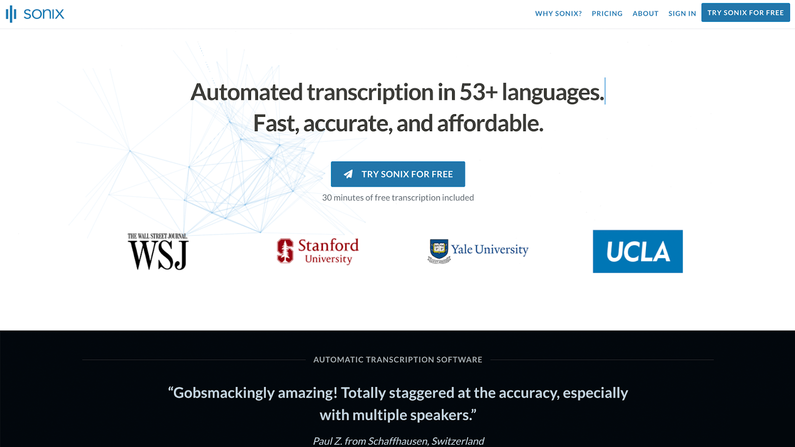 Sonix homepage