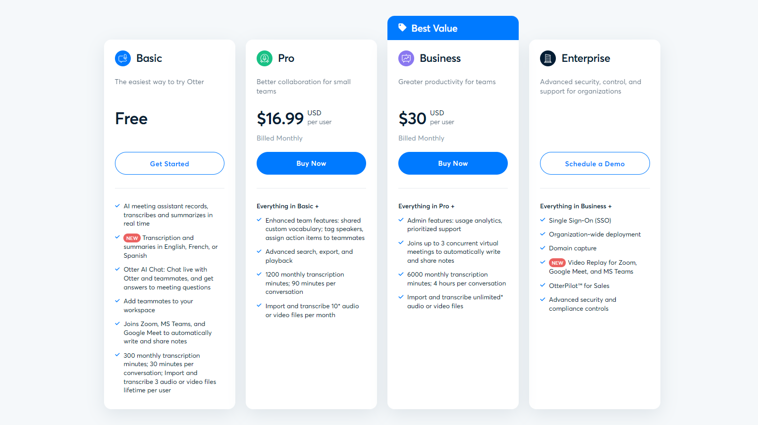otter ai pricing