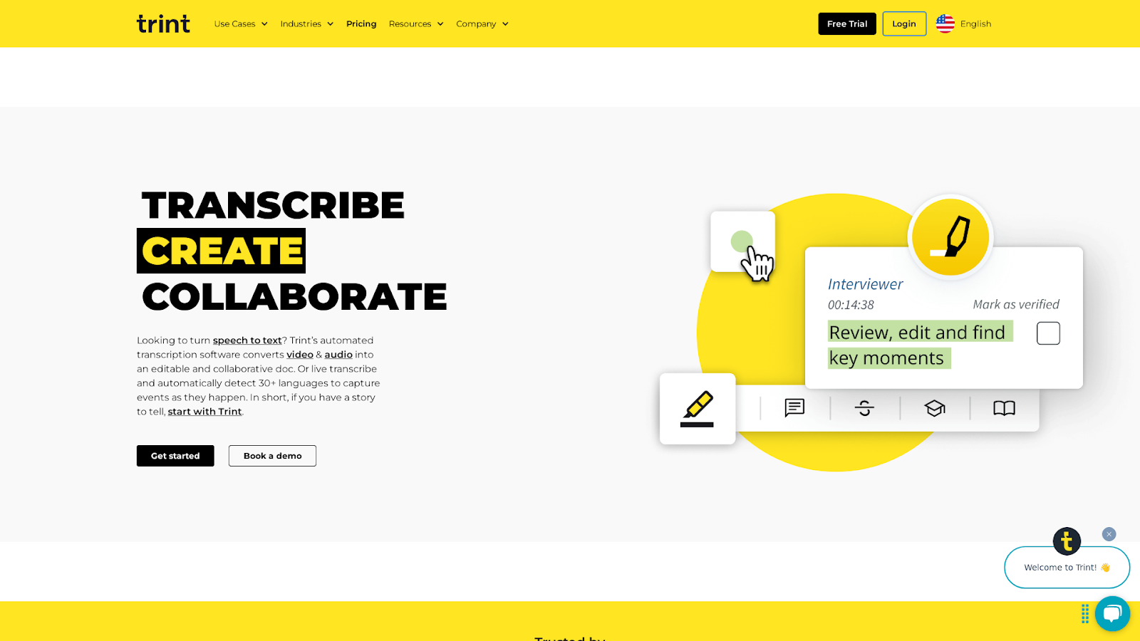 trint homepage