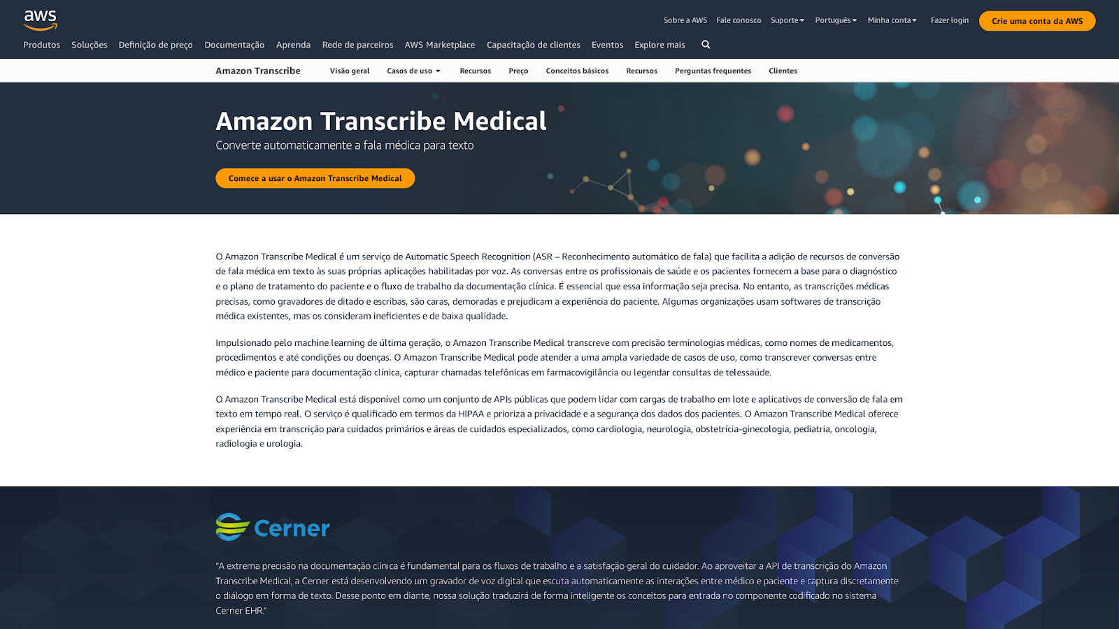 Amazon Transcribe Tıbbi Ana Sayfası