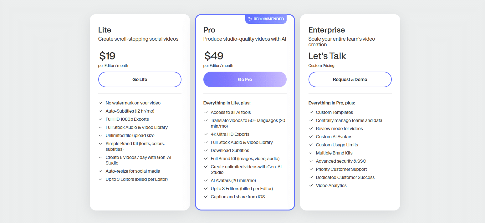 veed pricing and plans