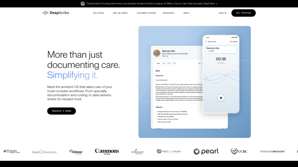 DeepScribe Front Page