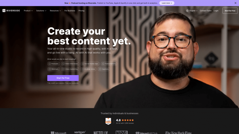 Riverside — Best for Telehealth Recordings