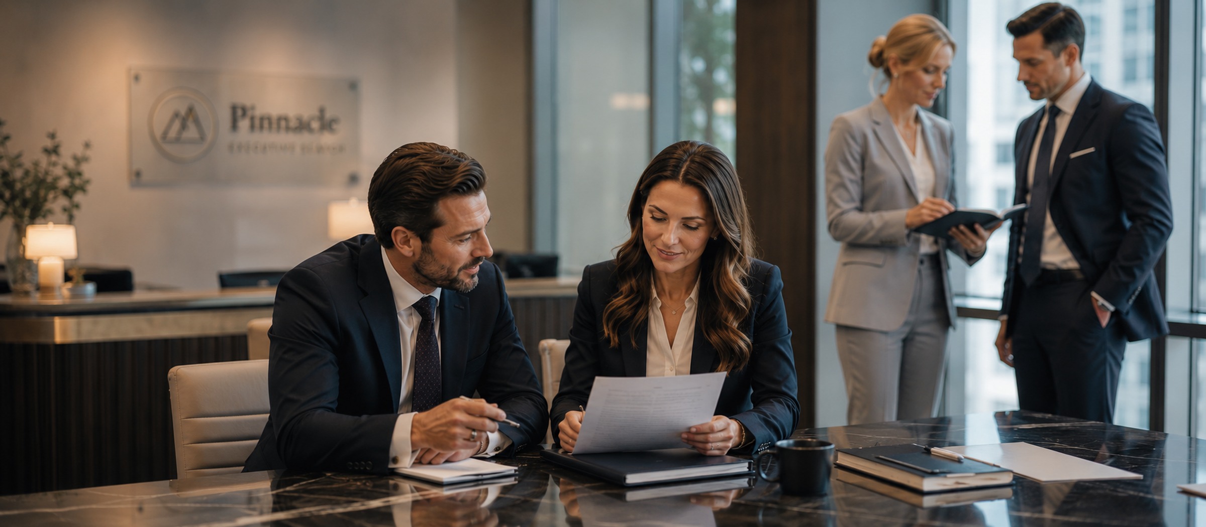 Executive-searchrecruiter geconcentreerd op een kandidaatgesprek terwijl Sonix het interview vastlegt