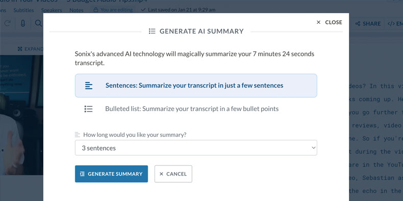 Paragraph format summary
