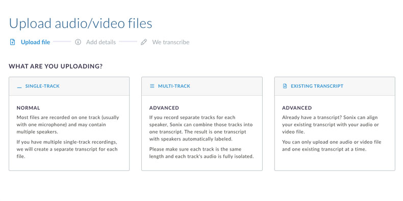 Multitrack audio upload in Sonix