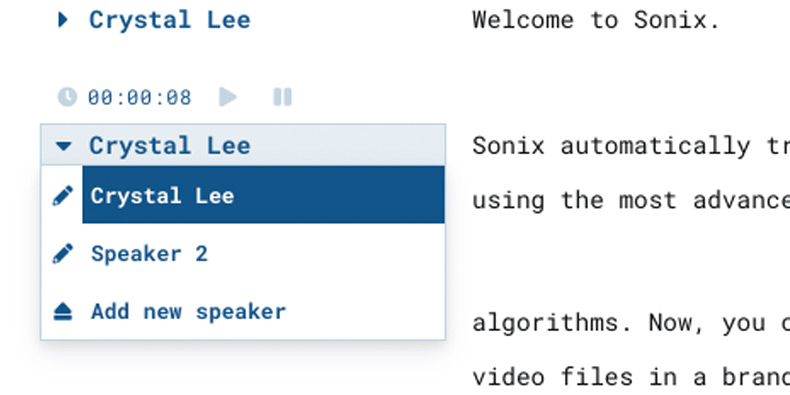 Automated speaker identification in Sonix